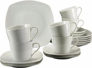 CreaTable Kaffeeservice Amelie (18-tlg), 6 Personen, Porzellan, Service, weiß, mikrowellengeeignet