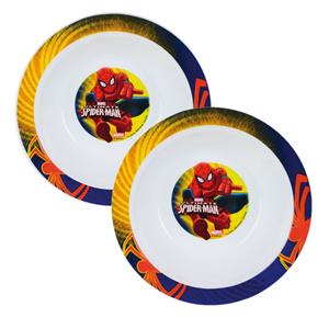 Spiderman Set van 4x stuks diep kinder/peuter ontbijt bordje/kommetje  16 cm -