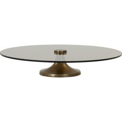 Light & Living Light&living Schaal op voet Ã40x9 cm DANULA ruw ant. brons+bruin glas