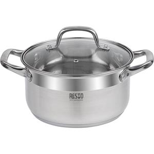 RESTO Kitchenware Kasserolle LIBRA, Edelstahl 18/10 (2-tlg), Topf mit hitzebeständigem Glasdeckel, für alle Herdarten auch Induktion