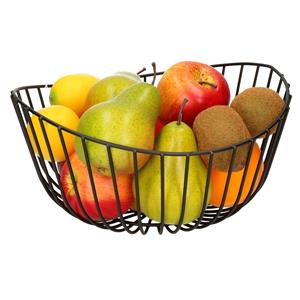 Trendoz Fruitschaal/fruitmand rond zwart metaal 27 cm -