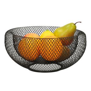 Trendoz Metalen fruitmand/fruitschaal zwart rond 26 x 13 cm -