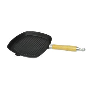 VIDAXL Grillpfanne Mit Holzgriff Gusseisen 20 X 20 Cm