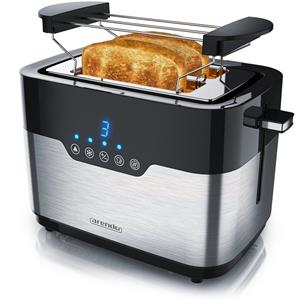 Arendo Toaster, 2 extra breite Schlitze, für 2 Scheiben, 920 W, extra breite Schlitze, Doppelwand, Brötchenaufsatz, Krümelschublade