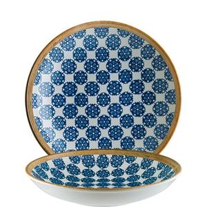 Bonna Diep bord Lotus; 1000ml, 23x4 cm (ØxH); wit/blauw/groen/bruin; rond; 6 stuk / verpakking