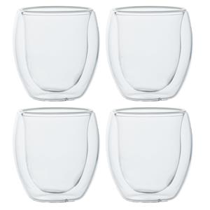 Shoppartners Set van 4x dubbelwandige espresso/koffieglaasjes 80 ml - Koffie- en theeglazen