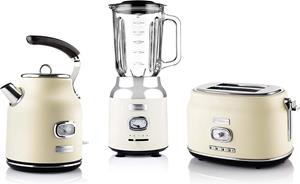 Westinghouse Toaster Retro Früstücksset, 2 kurze Schlitze, für 2 Scheiben, 815 W, Wasserkocher 1,7 L Volumen& Standmixer 1,5 L
