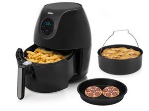 Princess Heißluftfritteuse, 1700 W, Digitale 5,2L XXL Fritteuse mit Pizzapfanne & Backform Fritöse ohne Öl