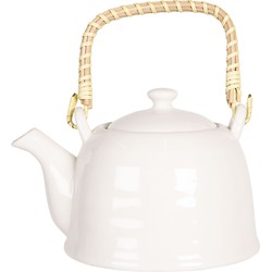 Clayre & Eef Theepot met Filter 600 ml Wit Porselein Rond Theekan Cadeau voor haar Chinese Theepot