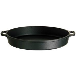 Gusseisenkuss Grillpfanne Ø 40 cm Pfanne, Gusseisen, Gusseisenpfanne, schwarz, rund, 7 cm hoch, Gusseisen, Für alle Herdarten geeignet, inkl. Induktion