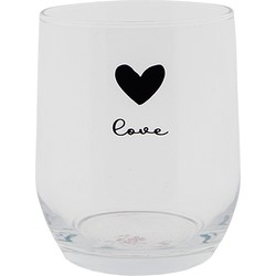 Clayre & Eef Waterglas 300 ml Glas Hart Love Drinkbeker Drinkglas Transparant Drinkbeker Drinkglas