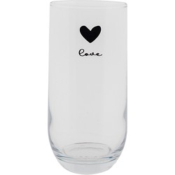 Clayre & Eef Waterglas 280 ml Glas Hart Love Longdrinkglas Drinkglas Transparant Longdrinkglas Drinkglas