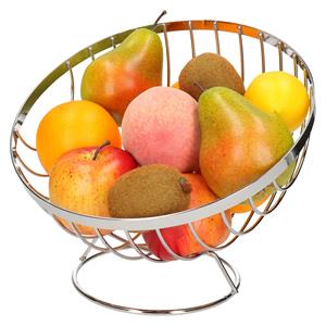 Trendoz Fruitschaal/fruitmand op voet rond zilver metaal 24 cm -