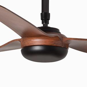 FARO BARCELONA Deckenventilator Punt M, DC, schwarz/Holz dunkel