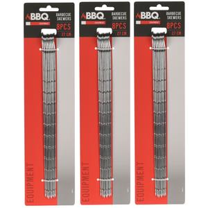Trendoz 24x Barbecue spiezen/vleespennen van metaal 27,5 cm -