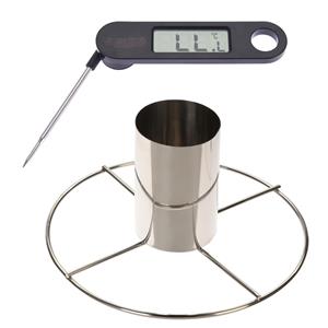 Trendoz Kiprooster/kippengrill voor de barbecue/BBQ/oven RVS 20 cm met vleesthermometer / braadthermometer -