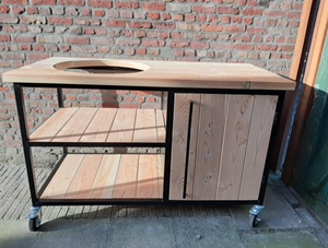 Industrielemeubelshop Douglas houten buitenkeuken Salun met industrieel frame