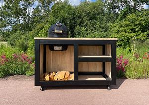 Industrielemeubelshop Steigerhouten buitenkeuken Lina met stalen frame