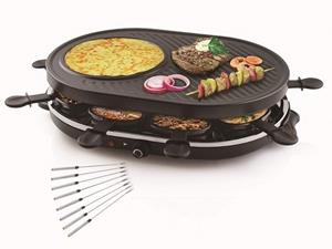 Tristar Raclette, Gerät für 2-8 Personen, ovaler Elektro Tischgrill groß Crepesmaker