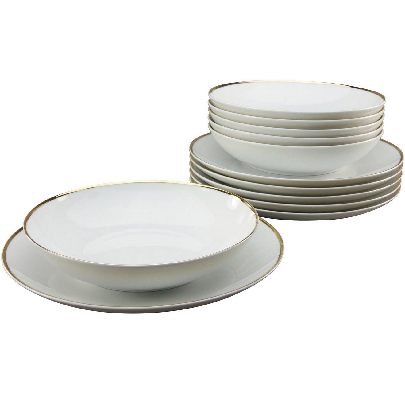 Guido Maria Kretschmer Home&Living Eetservies GMK bordenset, servies-set Godi Servies, handgeschilderde rand, 12 delen, voor 6 personen (set, 12-delig)