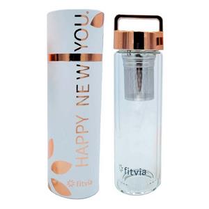 Fitvia Teekanne  Thermo Bottle Flasche mit Teesieb Fittea Rose Gold