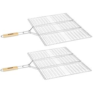 Neka BBQ/barbecue hamburger grill klem met houten handvat x 50 cm -