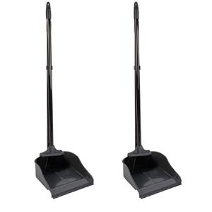 2x Stoffer en blik met steel 83 x 24 x 18 cm -