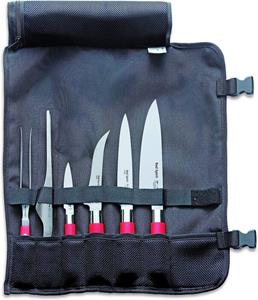 F. DICK Messer-Set Red Spirit Rolltasche, Fleischgabel, 4 Messer