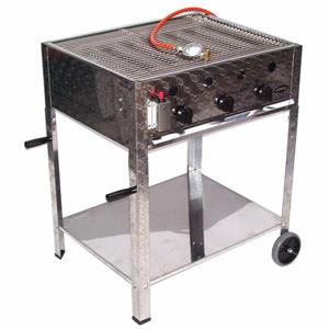 Apex Gasgrill EDELSTAHL GASBRÄTER 10 kW 3 flammig GASGRILL BRÄTER GRILL BBQ Grillwagen Pfanne Set 5