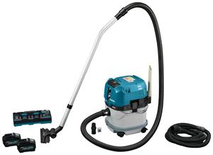 Makita VC004GLT21 40V Max Stofzuiger met 2x5,0Ah Accu en Duo Snellader met AWS Zender in Doos