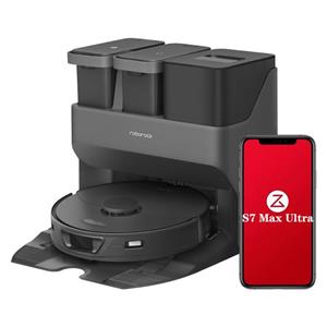 Roborock Saugroboter S7 Max Ultra, 60 W, 5500Pa, Aktive Hindernisvermeidung, Heißlufttrocknung, Selbstreinigend Dock, 3D Mapping, Kindersicherung, APP (Upgrade von S7 Pro Ultra, VS S8 Pro Ultra)