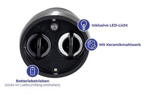 2 in 1 Elektrische Mühle mit Licht, Schwarz