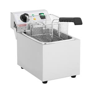 royalcatering Fritteuse Edelstahl Gastronomie Elektro Fritteuse 230 V 8 L Kaltzone 3200 W - Silbern