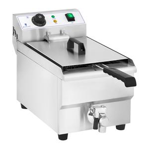 royalcatering Fritteuse Edelstahl Kaltzone Fritöse Gastro Profi Elektro Friteuse 10 L 3000W - Schwarz, Weiß, Silbern