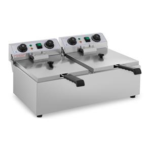 royalcatering Fritteuse Edelstahl Gastronomie Elektro Fritteuse 2x10 l Kaltzone 2x3200 w Timer