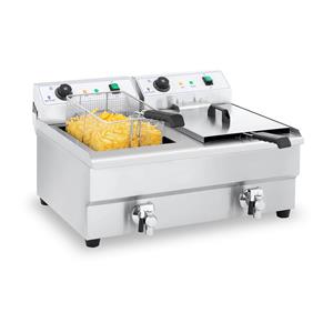 royalcatering Fritteuse Fritöse Edelstahl Gastro Profi Kaltzone Elektrische 2 x 16L Ablasshahn