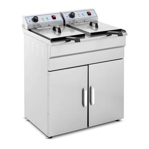 royalcatering Fritteuse Friteuse Fritöse Edelstahl Pommes Frittöse Öl Starkstrom 6000W Doppel - Schwarz