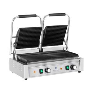 Royal Catering Dubbele contactgrill - 3.600 W - geribbeld
