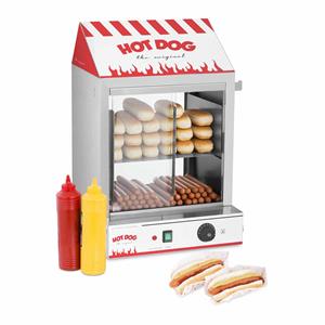 royalcatering Royal Catering - Hot Dog Steamer Würstchenwärmer Maker Maschine Wurstkocher Erhitzer 200 Würste - Rot, Silbern