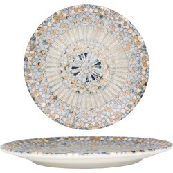 Bonna Plat bord Luca Mosaic; 21 cm (Ø); oranje/donkerblauw/lichtblauw/geel/wit; rond; 12 stuk / verpakking