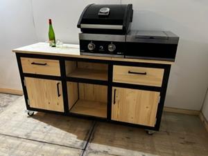 Het Steigerhouthuis Steigerhouten Buitenkeuken Woody + Grandhall G2 BBQ en zijbrander - 170 x 70 x 100 cm