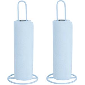 MSV Keukenrolhouder - 2x - 1 rol - metaal - wit - 31 x 12 cm -