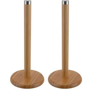2x stuks keukenrol houder bamboe 32 cm -