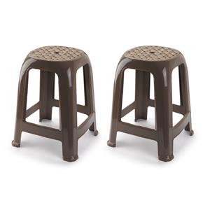 Forte Plastics 1x stuks opstap krukje/keukenkrukje/verhoger opstapjes taupe bruin x x 46,5 cm -