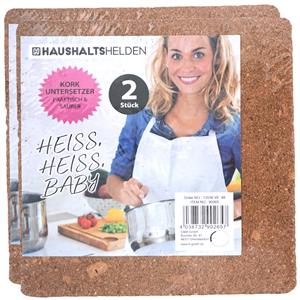 Haushaltshelden Pannenonderzetters - 4x - vierkant - 24 x 24 cm - kurk -