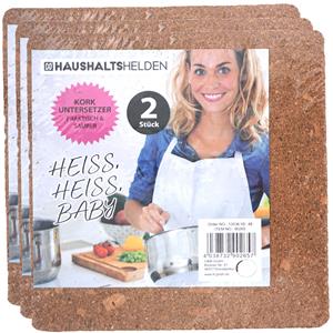 Haushaltshelden Pannenonderzetters - 6x - vierkant - 24 x 24 cm - kurk -