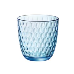 Bormioli Waterglas/drinkglas - blauw transparant met relief - 290 ml -