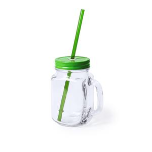 1x stuks Drink potjes van glas Mason Jar groene deksel 500 ml -