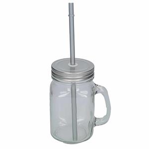 1x stuks Drink potjes van glas Mason Jar zilvergrijze deksel 500 ml -