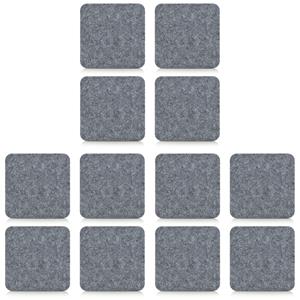 Zeller Onderzetters voor glazen - 12x - vilt - 10 x 10 cm - grijs -